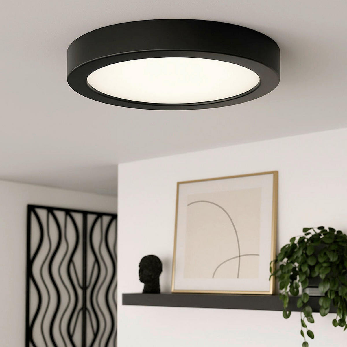 LED-DECKENLEUCHTE 22,5/3,2 cm   - Schwarz/Weiß, Design, Kunststoff/Metall (22,5/3,2cm) - Globo