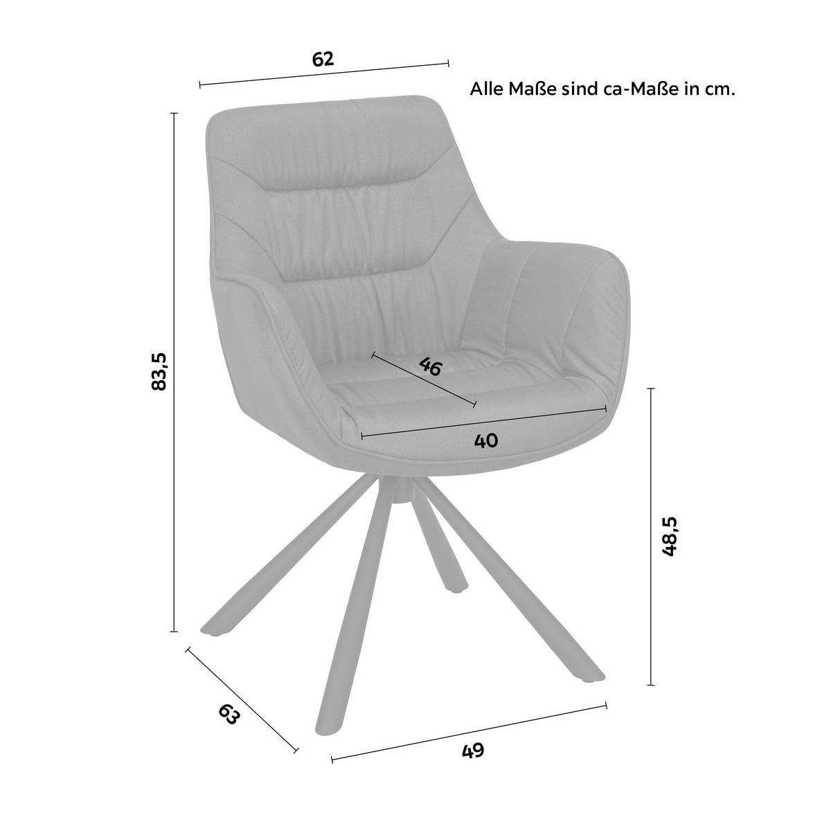 STOL MED ARMSTÖD  360° vridbar sits struktur  - grå/svart, Modern, metall/textil (62/83,5/63cm) - Hom`in