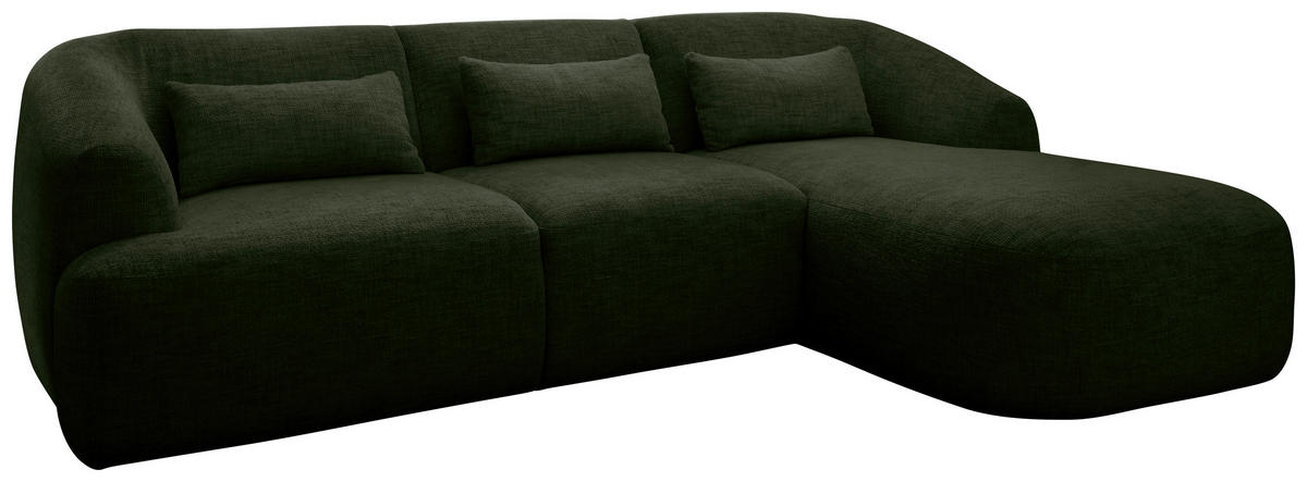 ECKSOFA in Struktur Dunkelgrün  - Dunkelgrün/Schwarz, Modern, Kunststoff/Textil (256/160cm) - Livetastic