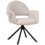 ARMLEHNSTUHL  Sitzfläche 360° drehbar, inklusive Armlehnen, automatische Rückholfunktion Webstoff Echtleder  - Beige/Schwarz, Design, Leder/Textil (62,5/86/64cm) - Novel