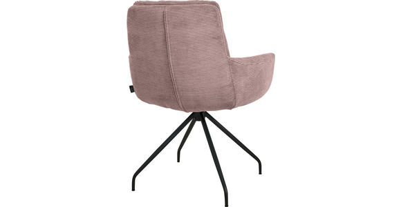 ARMLEHNSTUHL  Stoffauswahl, Typenauswahl, Sitzfläche 360° drehbar, Gestellauswahl Cord  - Schwarz/Altrosa, Design, Textil/Metall (63/90/69cm) - Johann Jakob