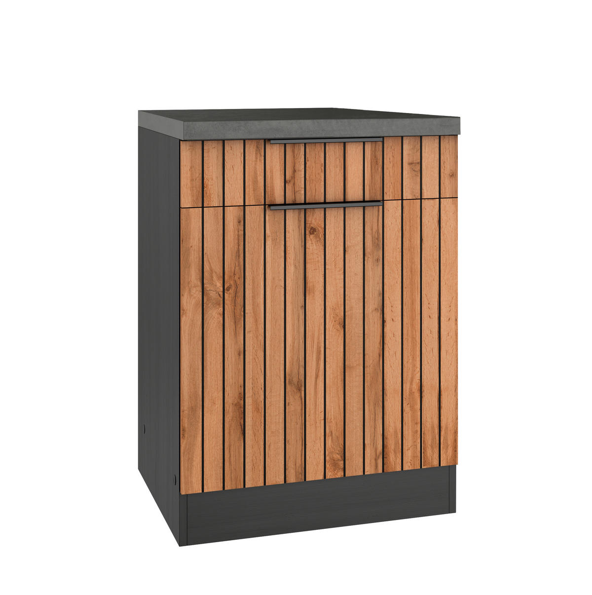 KÜCHENUNTERSCHRANK 60/86/60 cm  in Graphitfarben, Eiche Wotan  - Schieferfarben/Eiche Wotan, Basics, Holzwerkstoff/Metall (60/86/60cm) - Held