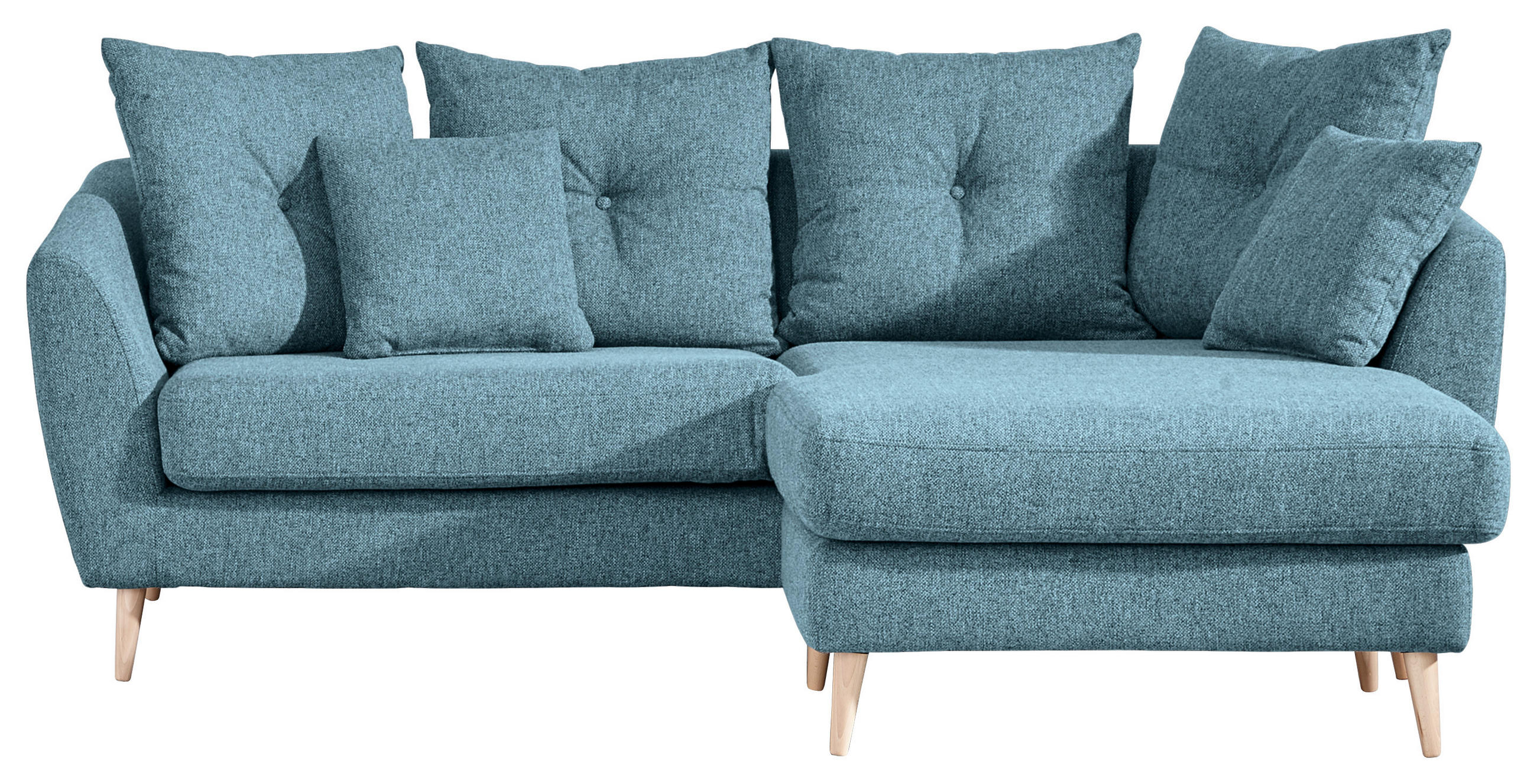 ECKSOFA Hellblau Flachgewebe  - Buchefarben/Hellblau, KONVENTIONELL, Holz/Textil (210/156cm) - Carryhome