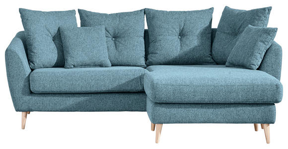 ECKSOFA Hellblau Flachgewebe Zierkissen, Rückenkissen, Rücken echt  - Buchefarben/Hellblau, KONVENTIONELL, Holz/Textil (210/156cm) - Carryhome