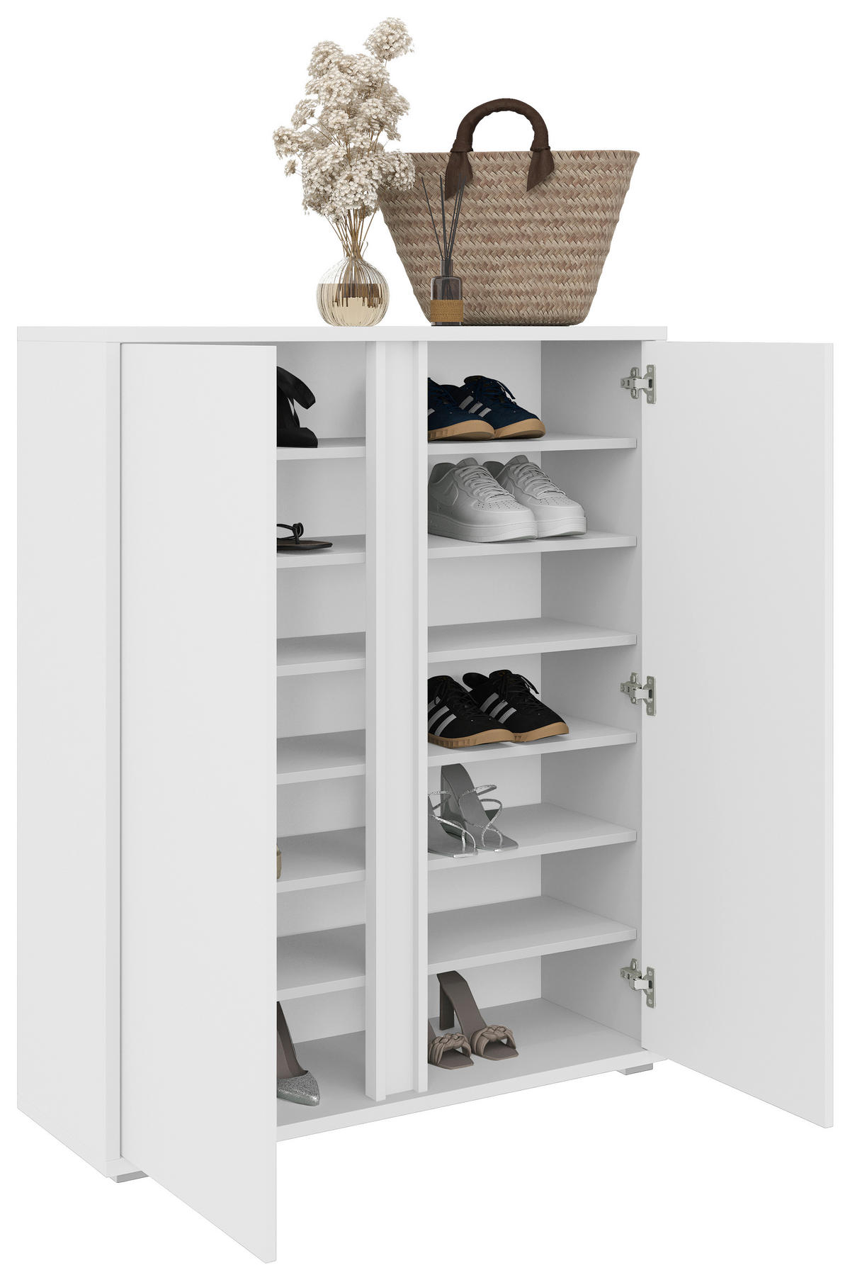 SCHUHSCHRANK Weiß  - Alufarben/Weiß, MODERN, Holzwerkstoff/Kunststoff (97,5/120/33,8cm) - Xora