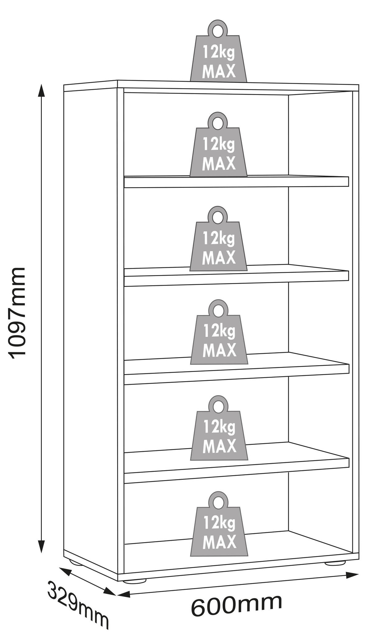 SCHUHREGAL 60/110/33 cm  - Honigeiche/Schwarz, Design, Holzwerkstoff/Kunststoff (60/110/33cm) - MID.YOU