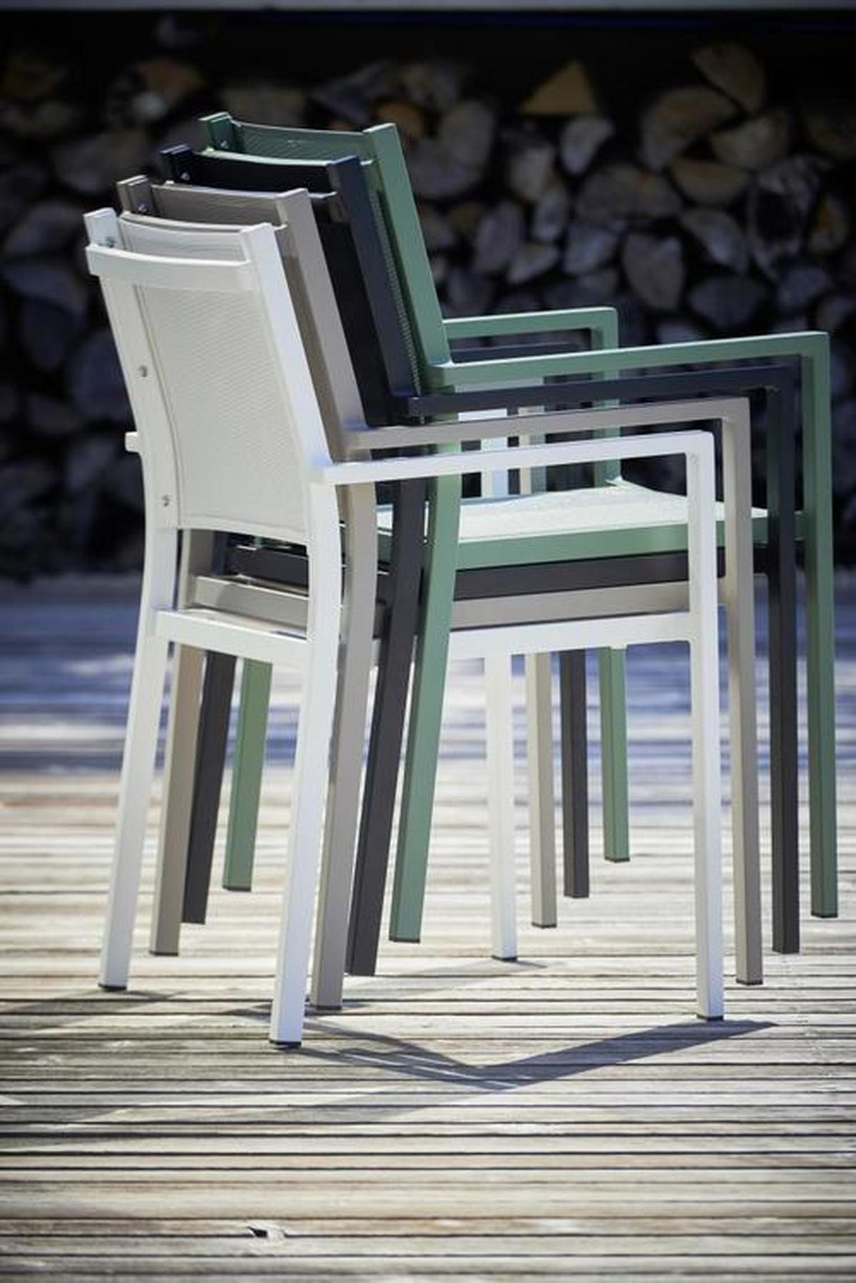 STAPELSESSEL Aluminium Grün  - Grün, MODERN, Textil/Metall (54/88/53cm) - FIAM