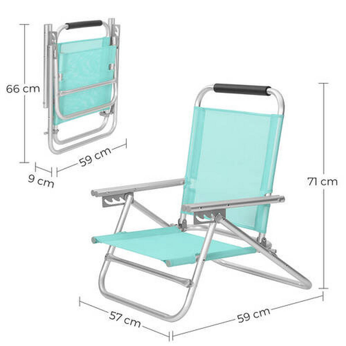 PLÁŽOVÉ KŘESLO, kov, textil - mátově zelená/barvy hliníku, Basics, kov/textil (59/71/59cm) - Modante