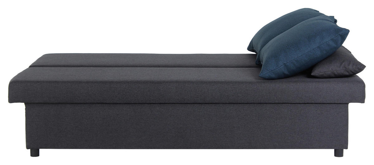SCHLAFSOFA NEO Webstoff Blau, Dunkelgrau  inkl. Rückenkissen, Armlehnenkissen, Bettkasten  - Blau/Dunkelgrau, Basics, Kunststoff/Textil (192/82/82cm) - P & B