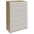 HIGHBOARD  75/120/42 cm 6 Schublade(n)  - Chromfarben/Eiche Bianco, Basics, Glas/Holzwerkstoff (75/120/42cm) - Venda