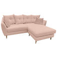 ECKSOFA Rosa Feincord  - Buchefarben/Rosa, KONVENTIONELL, Holz/Textil (211/154cm) - Carryhome