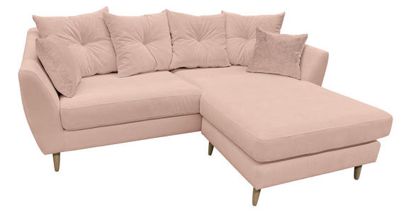 ECKSOFA Rosa Feincord - Buchefarben/Rosa, KONVENTIONELL, Holz/Textil (211/154cm) - Carryhome