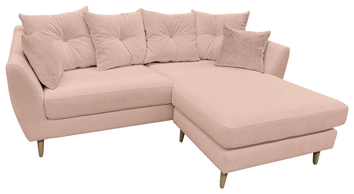 ECKSOFA Rosa Feincord  - Buchefarben/Rosa, KONVENTIONELL, Holz/Textil (211/154cm) - Carryhome