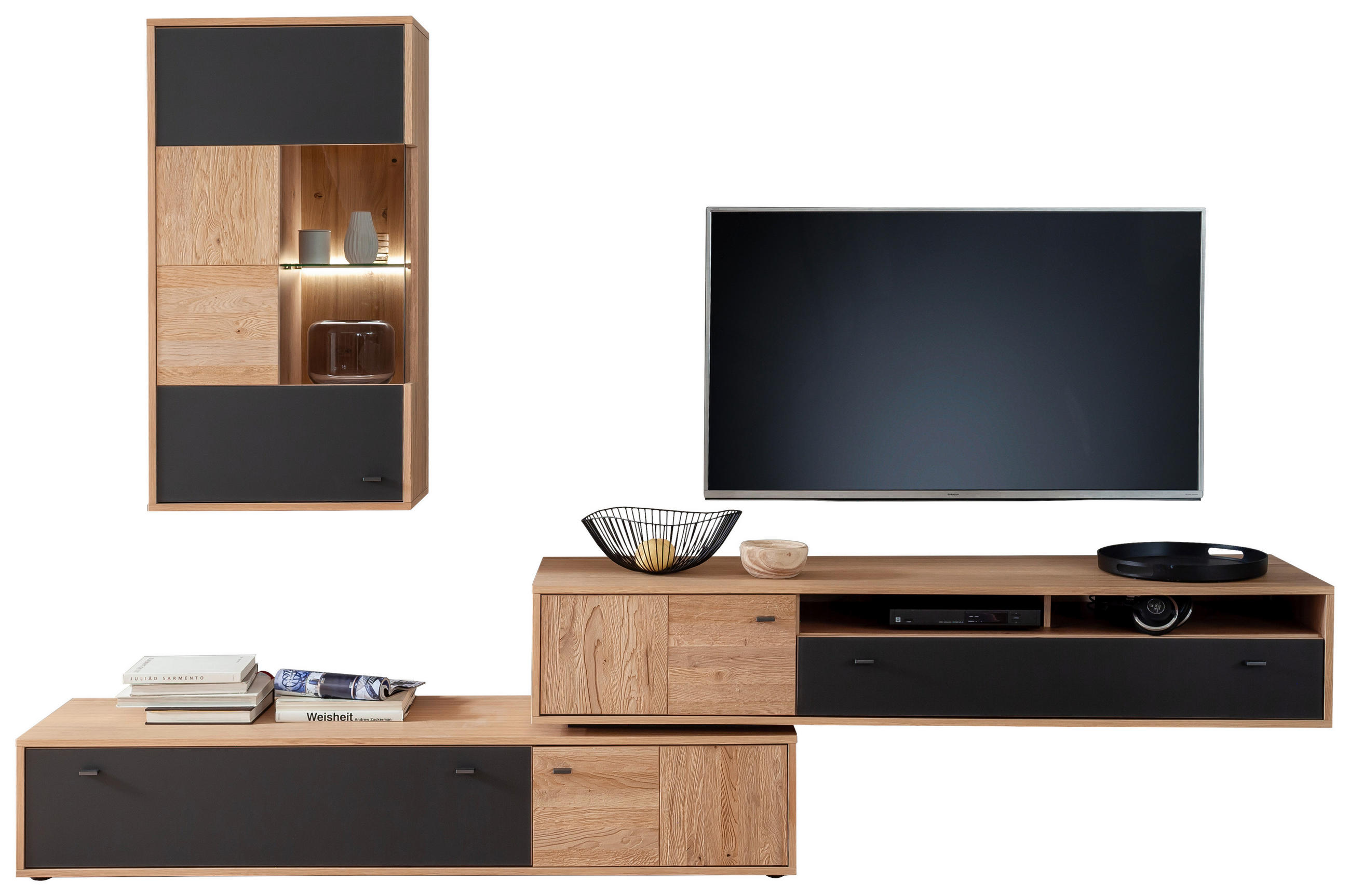 MID.YOU OBÝVACÍ STĚNA antracitová, dub bianco