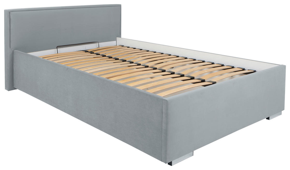 KÁRPITOZOTT ÁGY 120/200 cm  szürke  - króm/szürke, Modern, textil/fa (120/200cm) - MID.YOU