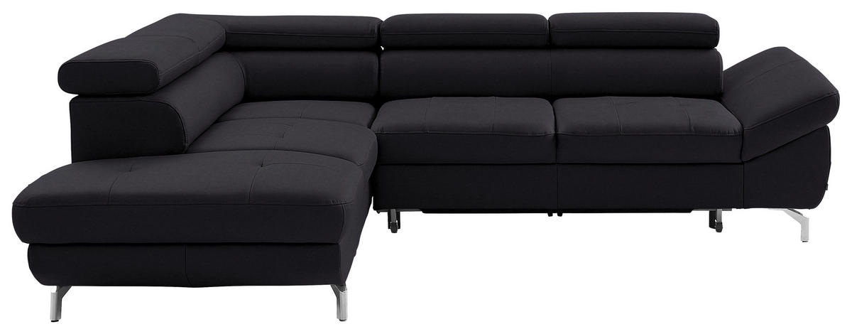 ECKSOFA in Echtleder Dunkelbraun  - Dunkelbraun/Silberfarben, Design, Leder/Metall (220/270cm) - Novel