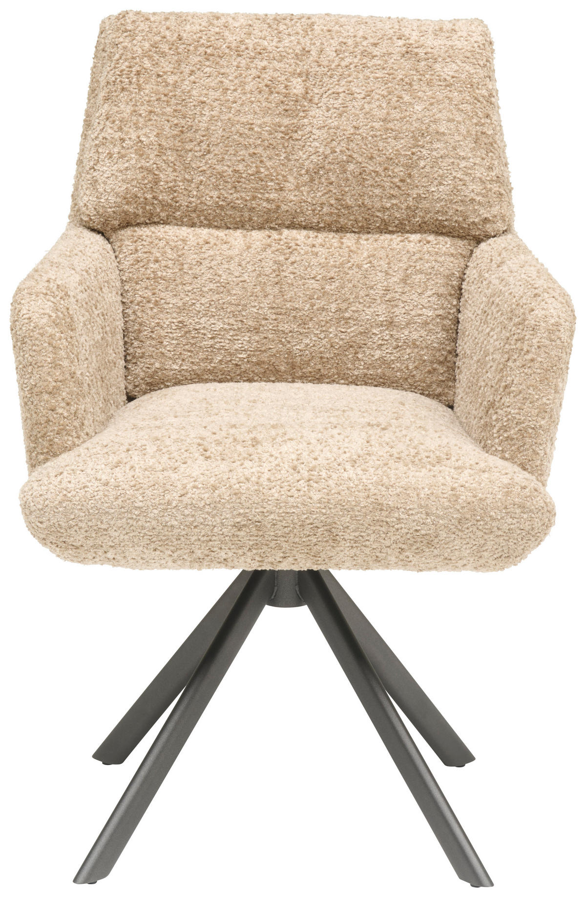ARMLEHNSTUHL  Lederauswahl, Stoffauswahl, Sitzfläche 360° drehbar beflockt  - Beige/Anthrazit, Design, Textil/Metall (63/92/66cm) - Bert Plantagie