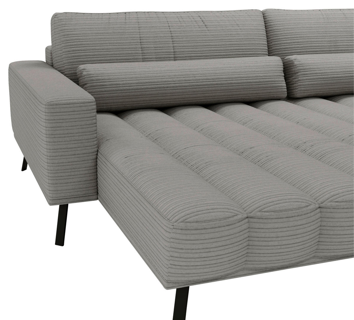 ECKSOFA in Cord Grau  204/291 cm  - Schwarz/Grau, Design, Textil/Metall (204/291cm) - Lomoco