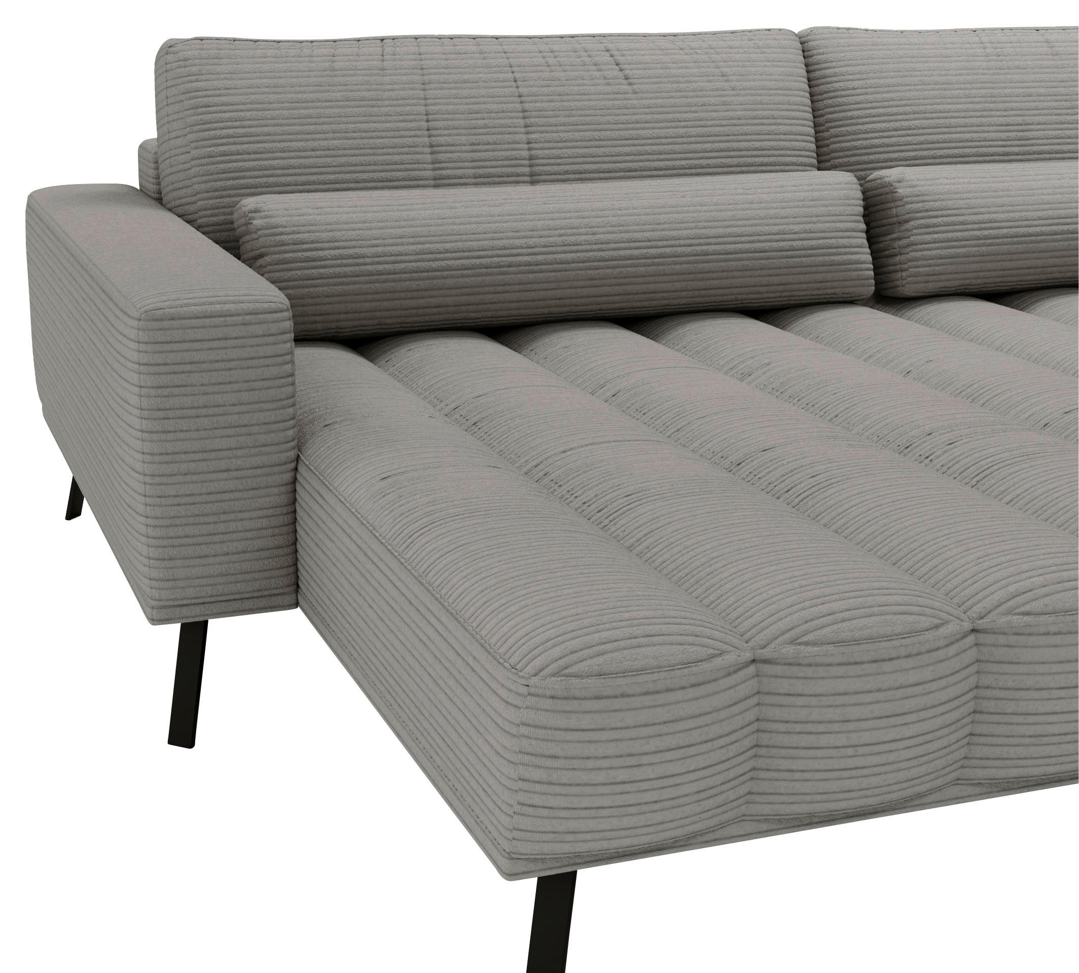 Thumbnail - Lomoco Ecksofa, Grau, Textil, 3-Sitzer, Füllung: Schaumstoffflocken,Schaumstoffflocken, Ottomane links, L-Form, 291x204 ...