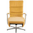 RELAXSESSEL in Leder Currygelb  - Chromfarben/Currygelb, Design, Leder/Metall (64/112/80cm) - Cantus