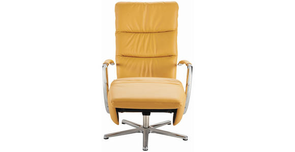 RELAXSESSEL in Leder Currygelb  - Chromfarben/Currygelb, Design, Leder/Metall (64/112/80cm) - Cantus