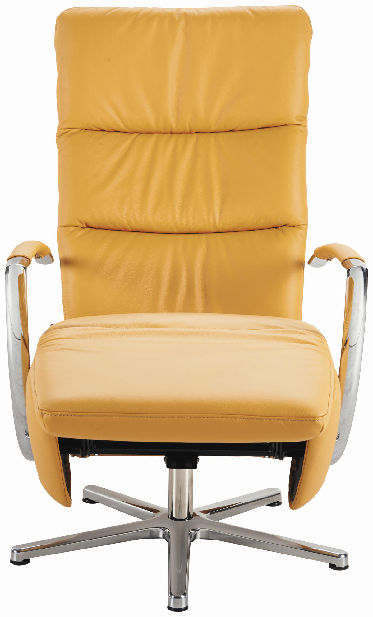 RELAXSESSEL in Leder Currygelb  - Chromfarben/Currygelb, Design, Leder/Metall (64/112/80cm) - Cantus