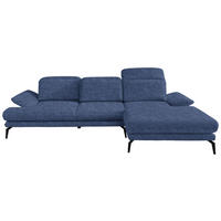 ECKSOFA inkl. Funktionen Blau Webstoff  - Blau/Schwarz, Design, Textil/Metall (289/180cm) - Stylife