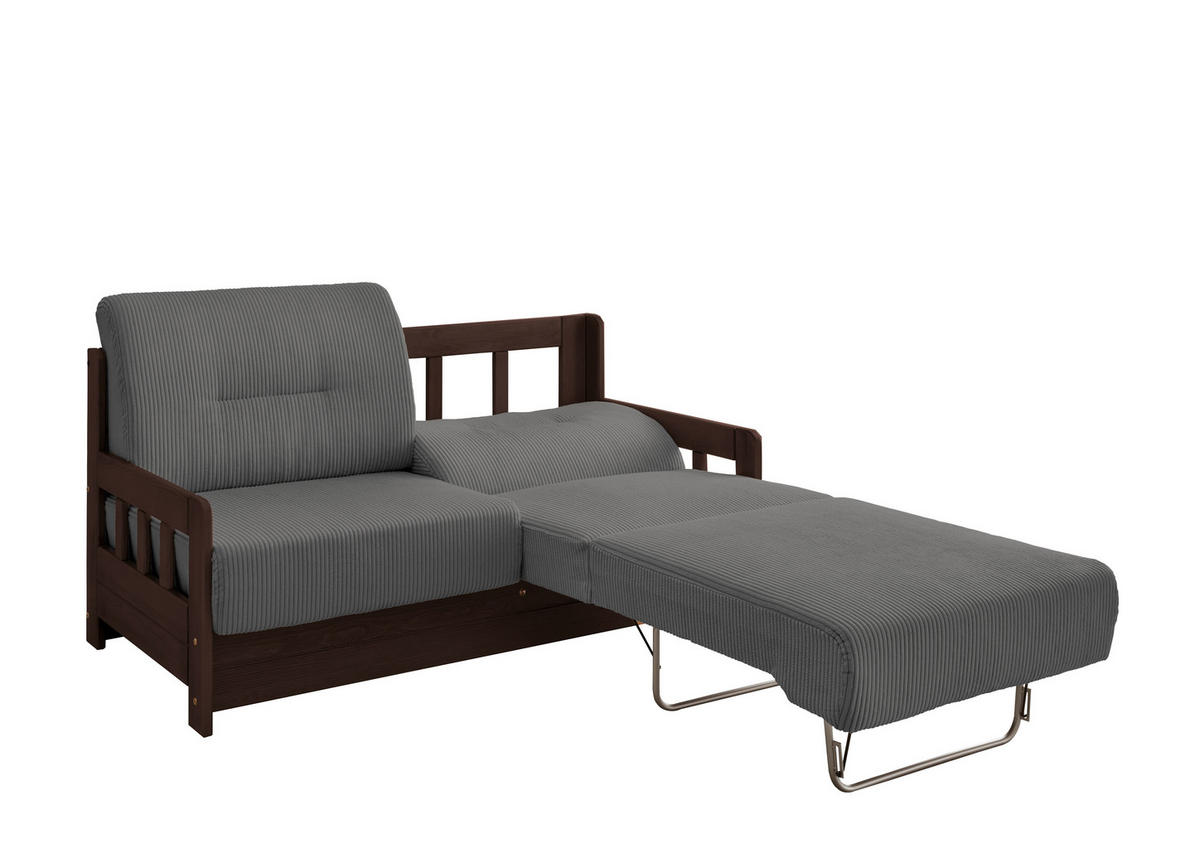 SCHLAFSOFA Cord Grau, Nussbaumfarben  - Nussbaumfarben/Grau, MODERN, Textil (154/88/90cm) - Livetastic