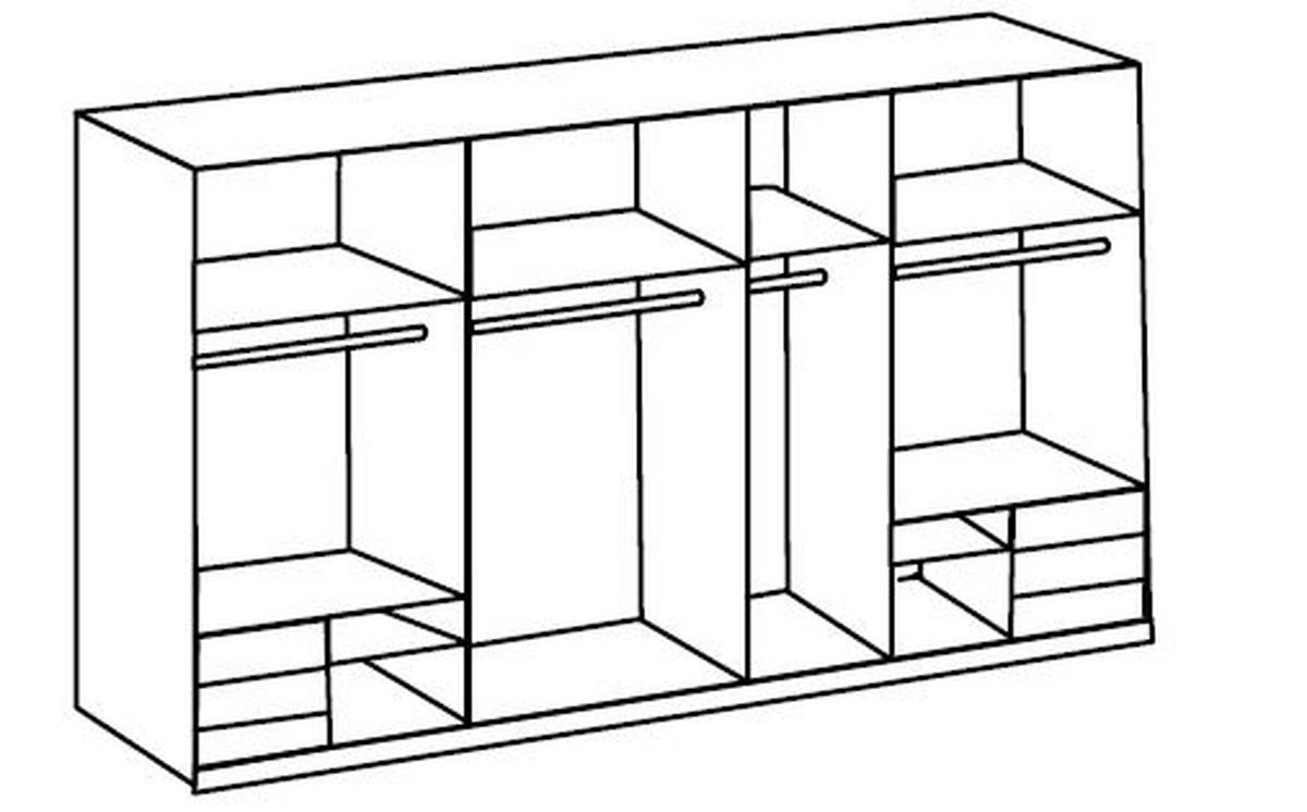 SCHWEBETÜRENSCHRANK 350,00/216,00/65,00 cm 4-türig Weiß, Eichefarben  - Chromfarben/Eichefarben, Basics, Holzwerkstoff/Metall (350,00/216,00/65,00cm) - MID.YOU