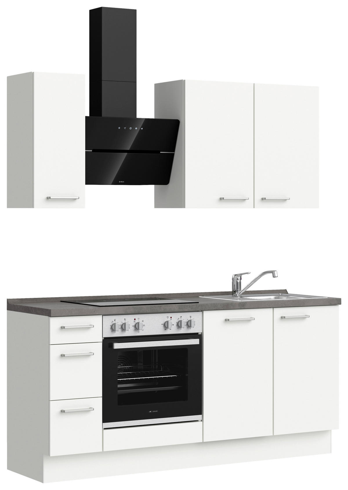 KÜCHENBLOCK 180 cm   in Weiß, Schieferfarben  - Schieferfarben/Edelstahlfarben, MODERN, Holzwerkstoff/Metall (180cm) - Nobilia