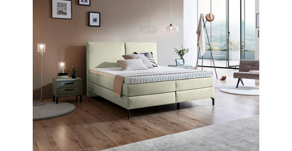 BOXSPRINGBETT 160/200 cm  in Ecru  - Ecru/Schwarz, KONVENTIONELL, Textil/Metall (160/200cm) - Dieter Knoll