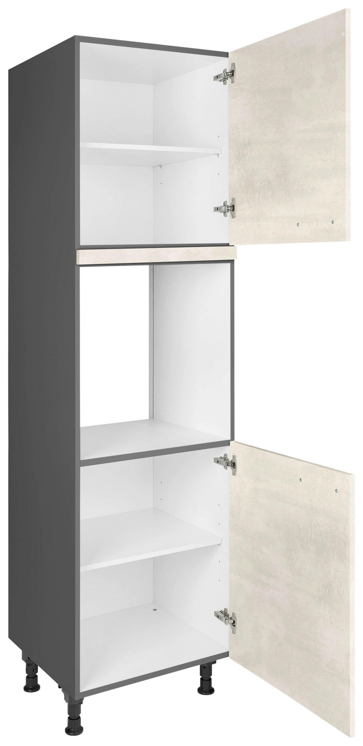 GERÄTEUMBAUSCHRANK 60/216,6/58 cm  in Weiß  - Edelstahlfarben/Hellgrau, MODERN, Holzwerkstoff/Metall (60/216,6/58cm) - Nobilia