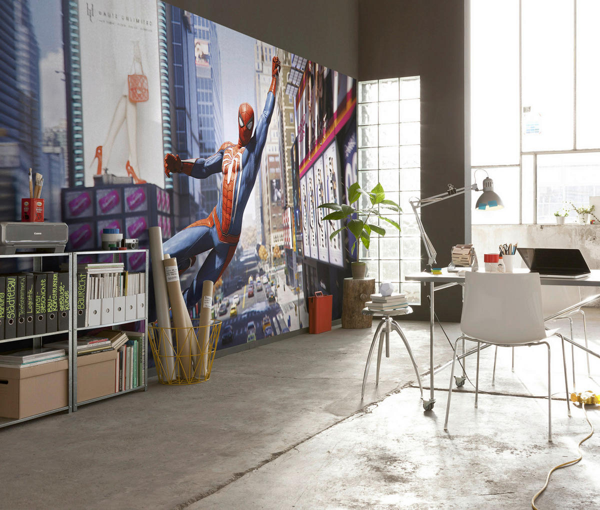 FOTOTAPETE SPIDER-MAN CITY SWING  - Blau, Design, Textil (400/250cm) - Marvel