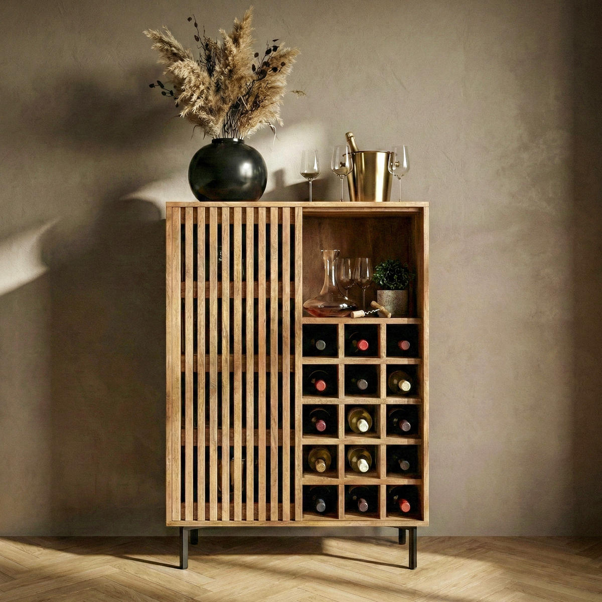 BARSKA OMARA rjava  - črna/rjava, Design, kovina/les (80/123/43cm) - Livetastic