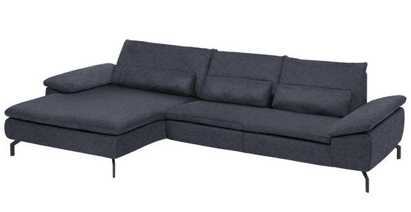 ECKSOFA Dunkelblau Mikrofaser  - Schwarz/Dunkelblau, Design, Textil/Metall (181/341cm) - Dieter Knoll