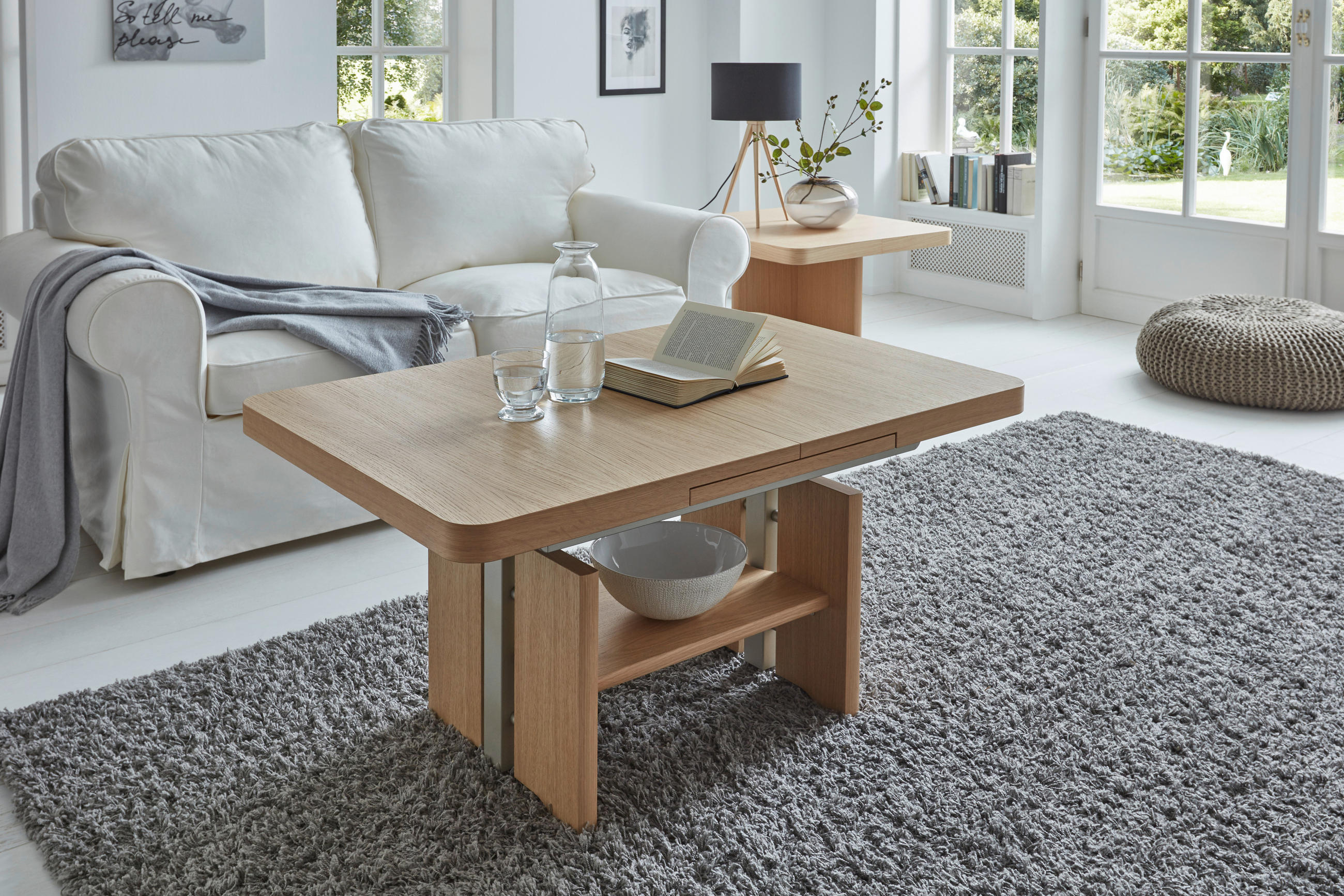 COUCHTISCH furniert, teilmassiv 110-150/70/56-75 cm rechteckig Eichefarben  - Eichefarben, KONVENTIONELL, Holzwerkstoff (110-150/70/56-75cm) - Venda