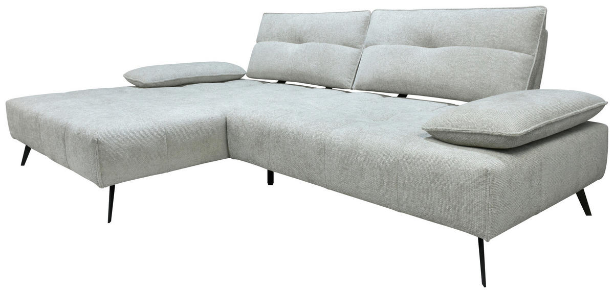 ECKSOFA Ottomane links  Greige Chenille  - Greige/Schwarz, Design, Textil/Metall (188/284cm) - Stylife