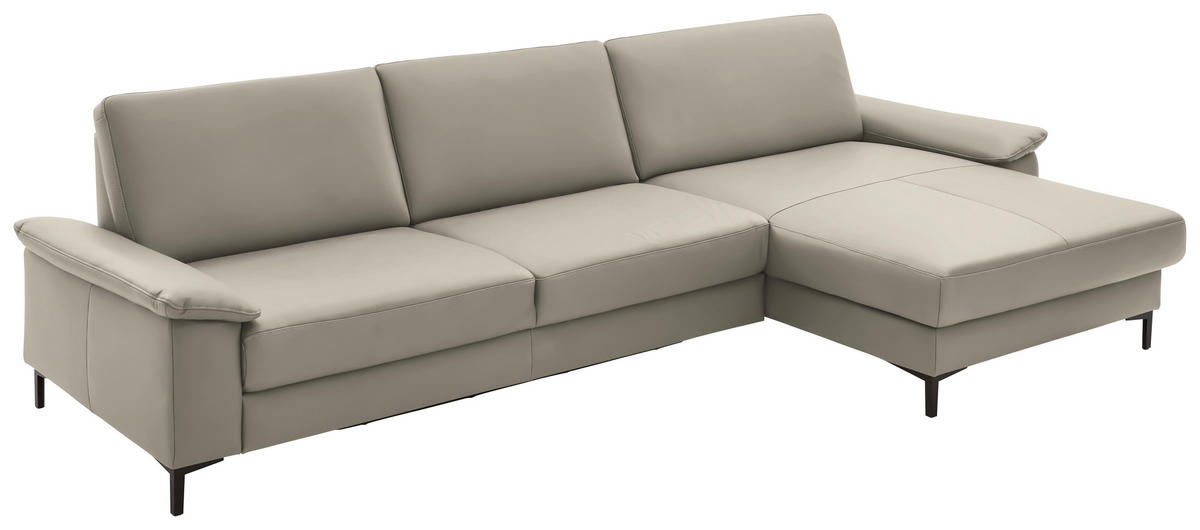 ECKSOFA in Echtleder Ecru  - Ecru/Schwarz, Design, Leder/Metall (334/176cm) - Dieter Knoll