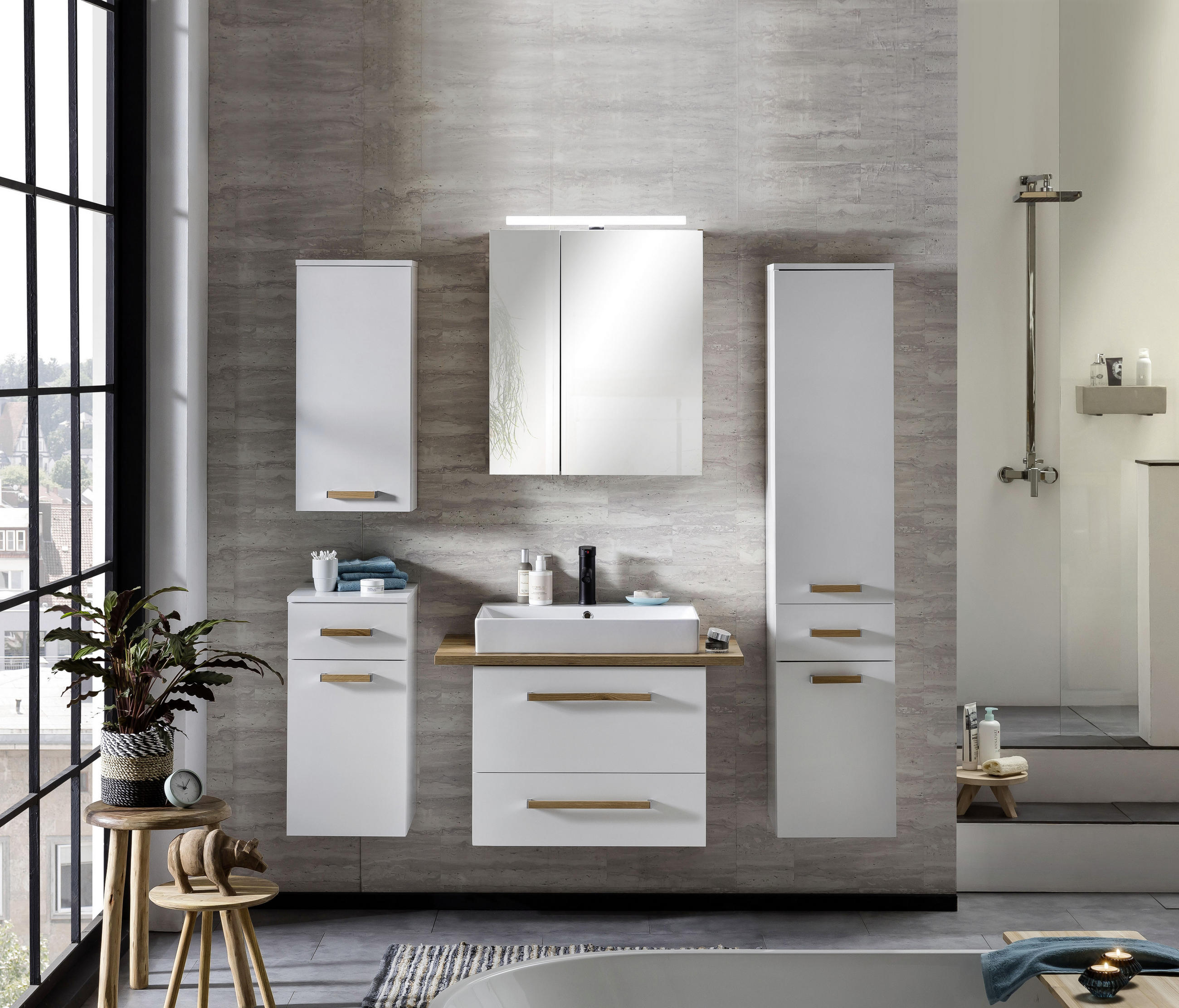 HÄNGESCHRANK 32,7/72,3/16,3 cm  - Eichefarben/Silberfarben, KONVENTIONELL, Holz/Holzwerkstoff (32,7/72,3/16,3cm) - Stylife