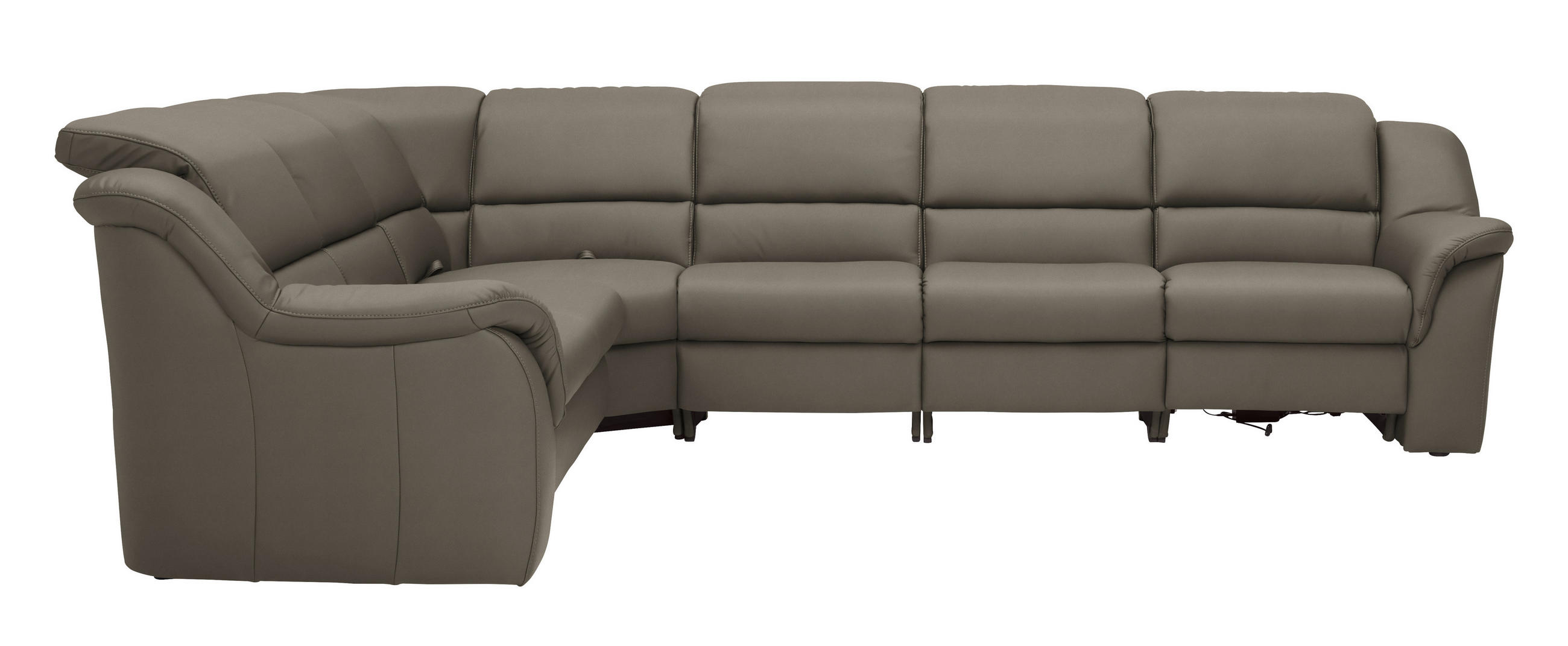 ECKSOFA  in Echtleder Graubraun  260/324 cm  - Graubraun/Schwarz, KONVENTIONELL, Leder/Kunststoff (260/324cm) - Cantus