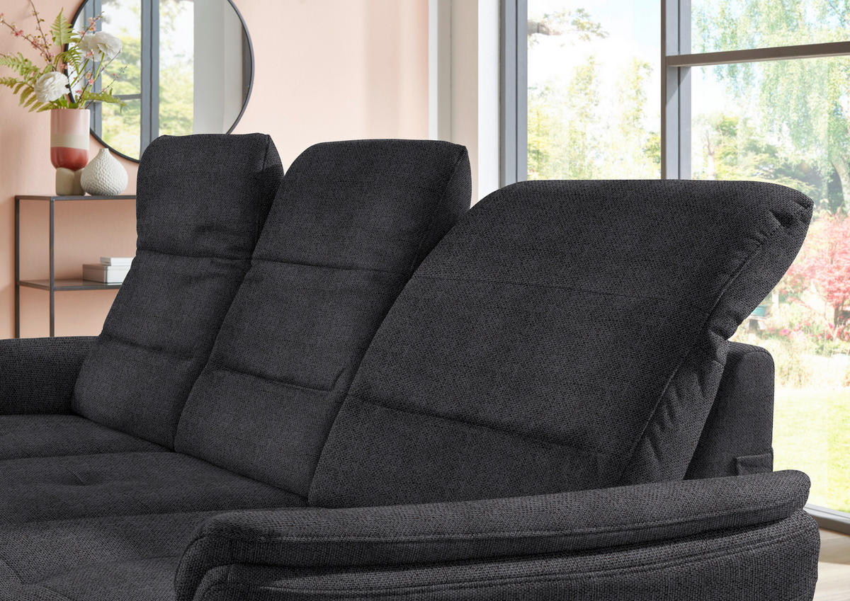 ECKSOFA in Flachgewebe Schwarz  - Schwarz, Konventionell, Textil/Metall (260/181cm) - Beldomo Speed