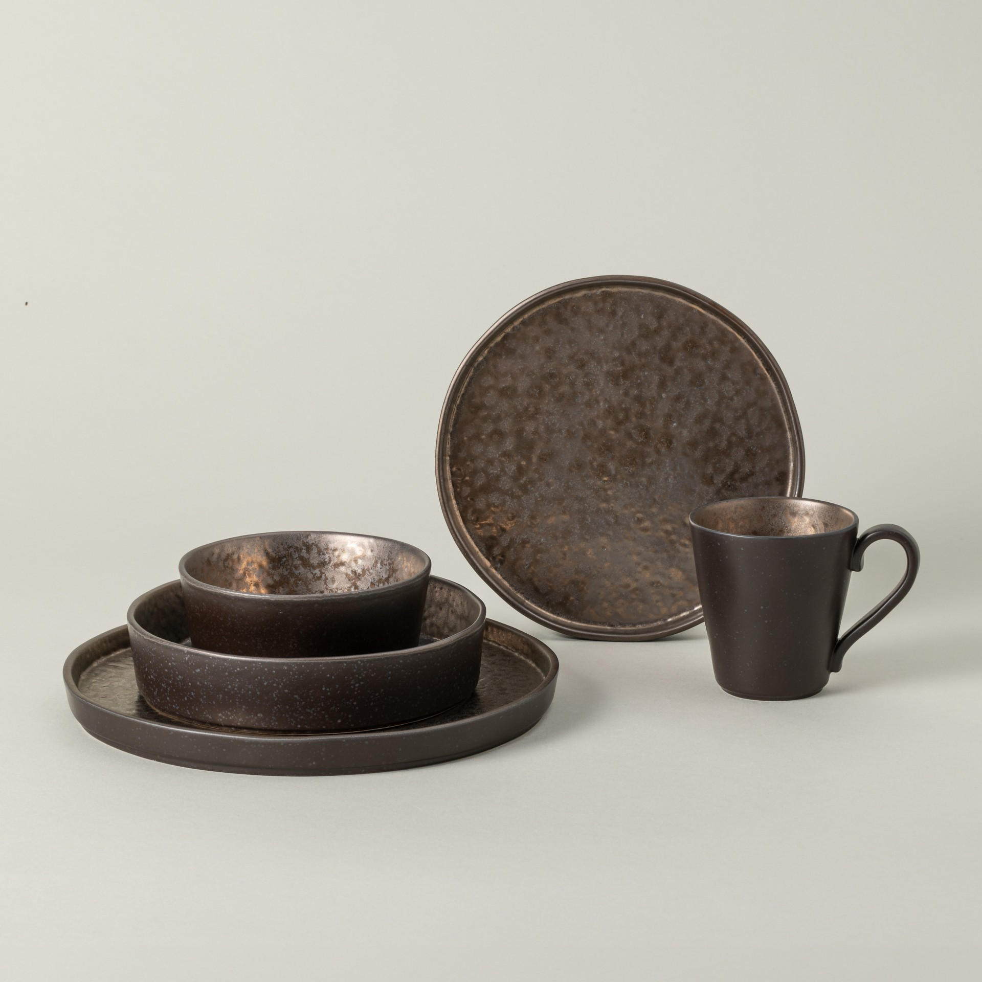 KOMBISERVICE Braun, Bronzefarben LAGOA 5-teilig 1 Personen  - Braun/Bronzefarben, Basics, Keramik - Costa Nova