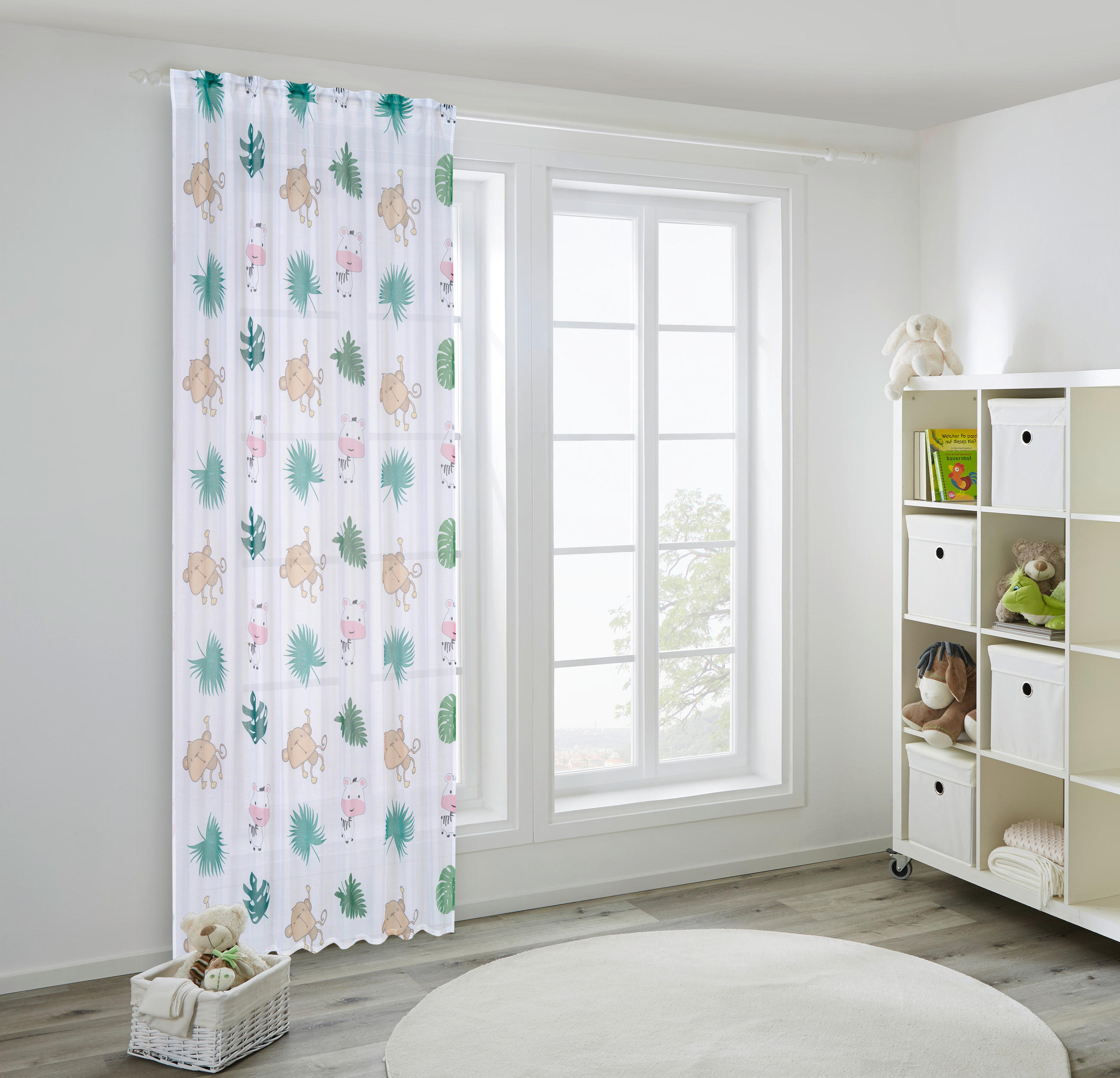 DĚTSKÝ ZÁVĚS, průhledné, 140/245 cm - bílá/vícebarevná, Konvenční, textil (140/245cm) - Ben'n'jen