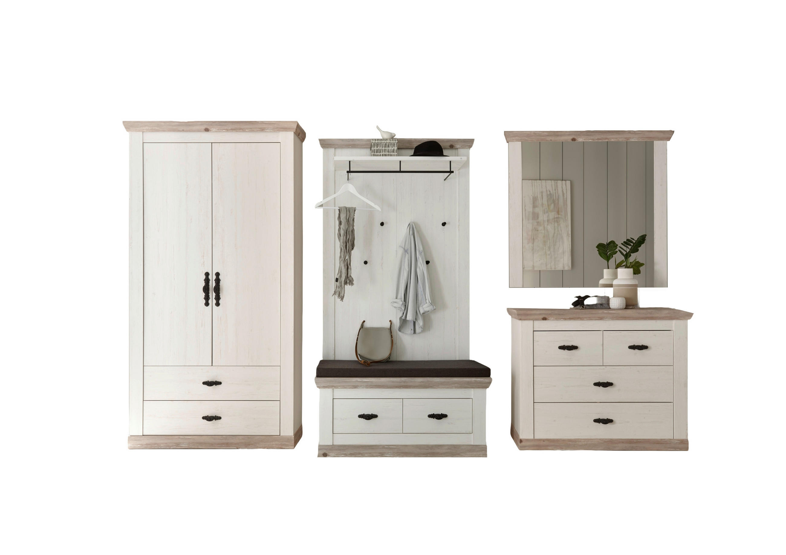 GARDEROBE 5-teilig  in 341/201/45 cm  - Hellbraun/Pinienfarben, Design, Holzwerkstoff (341/201/45cm) - MID.YOU