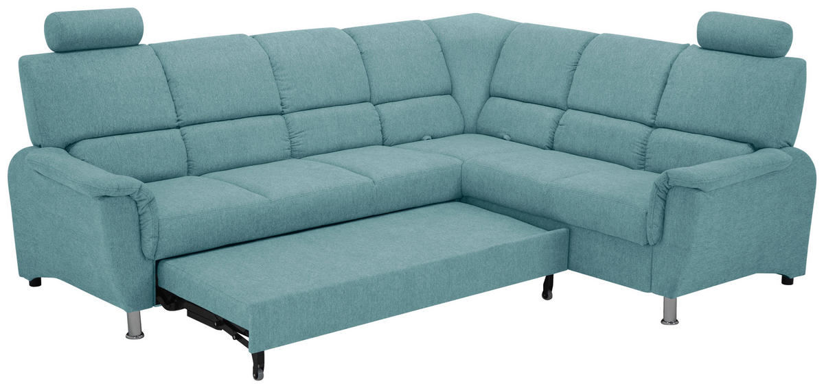 ECKSOFA in Webstoff Blau  - Blau/Silberfarben, Design, Holz/Kunststoff (270/219cm) - Livetastic