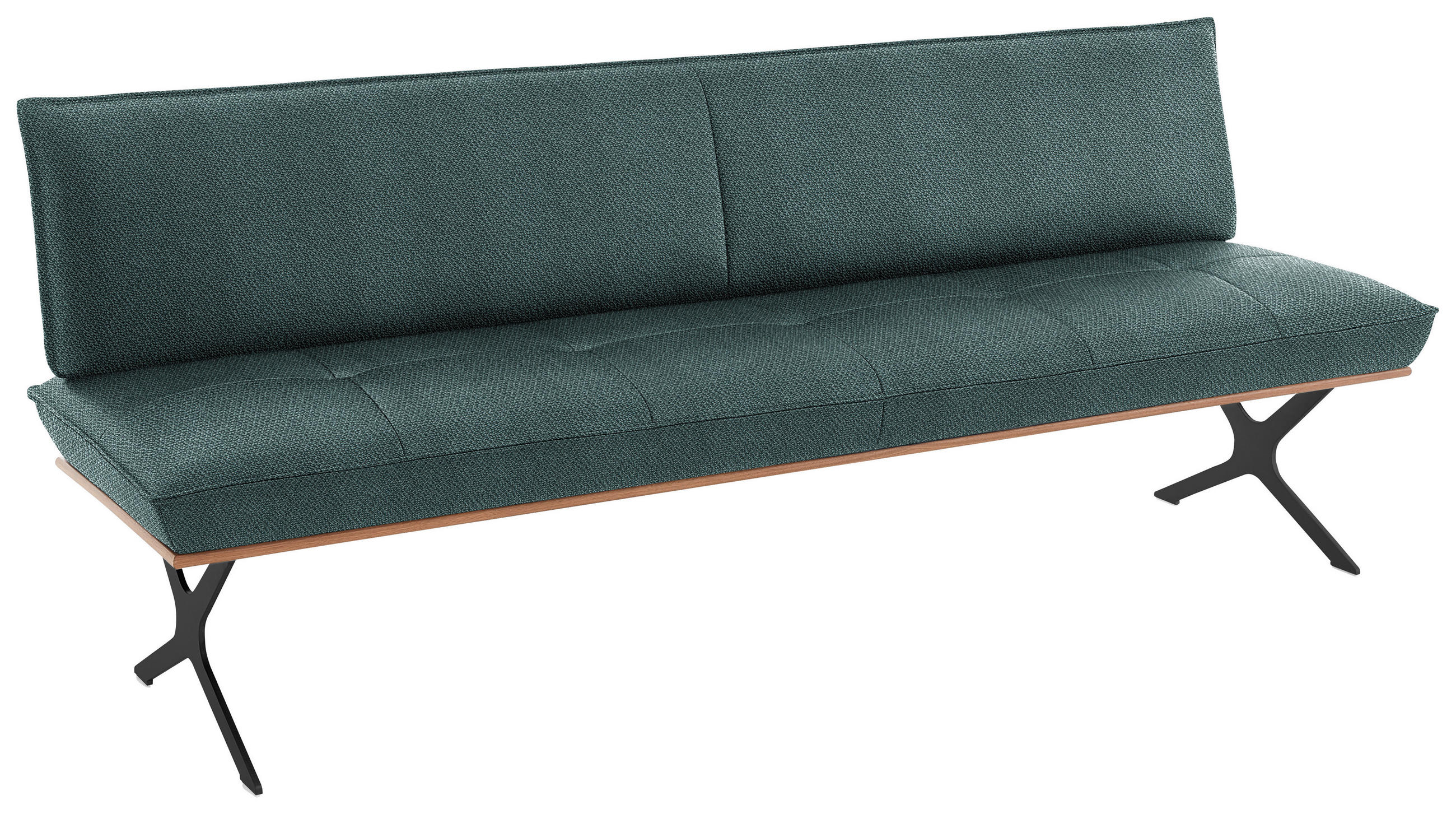 SITZBANK 214/88/66 cm  in Schwarz, Nussbaumfarben, Petrol  - Nussbaumfarben/Petrol, Design, Holz/Textil (214/88/66cm) - Koinor