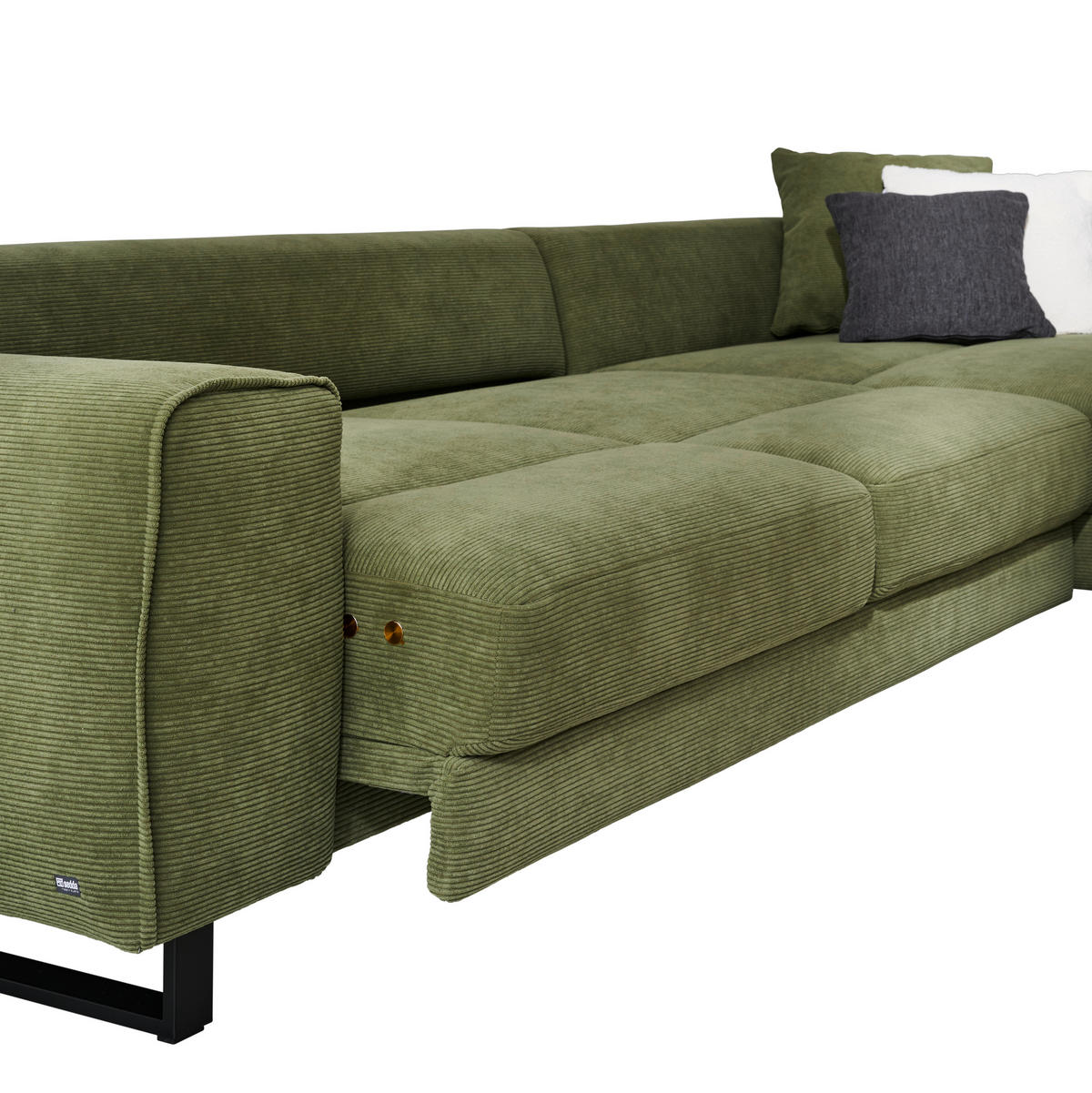 ECKSOFA Cord Olivgrün  - Schwarz/Olivgrün, Design, Textil/Metall (211/314cm) - Sedda