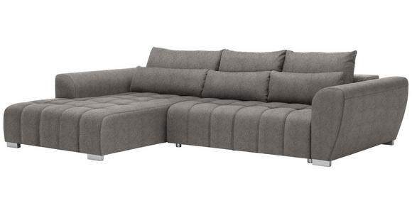 ECKSOFA in Webstoff Hellbraun  - Hellbraun/Silberfarben, MODERN, Kunststoff/Textil (218/304cm) - Carryhome