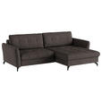 ECKSOFA in Flachgewebe, Leinenoptik Braun  - Schwarz/Braun, Design, Textil/Metall (242/170cm) - Xora