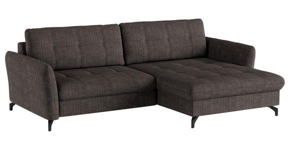 ECKSOFA in Flachgewebe, Leinenoptik Braun  - Schwarz/Braun, Design, Textil/Metall (242/170cm) - Xora